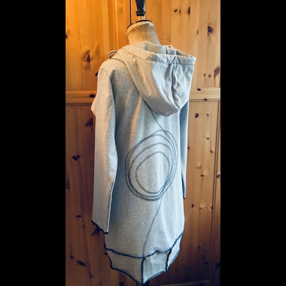 Grey Sweatshirt Dress Deconstructed Style from European Designer Size M - Picture 5 of 7